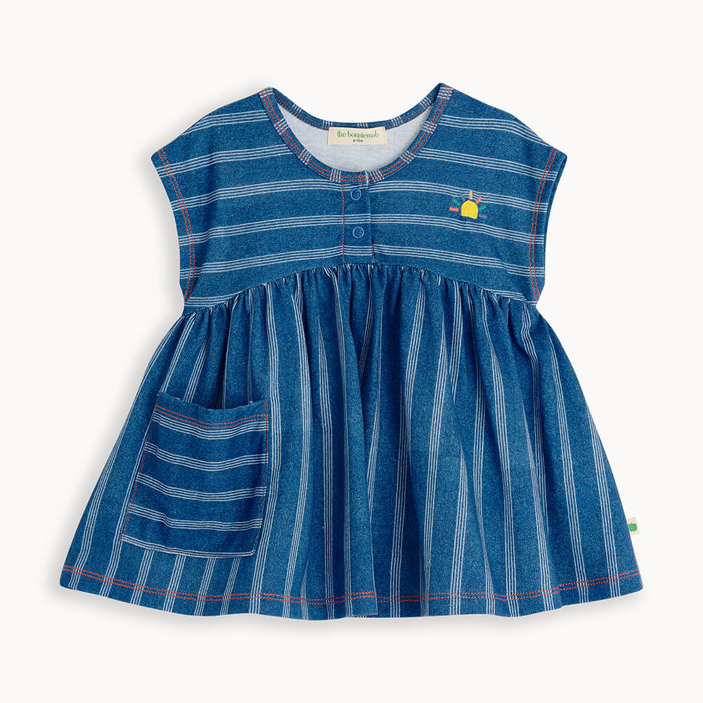Denim Pinstripe Baby Kids Sun Dress The Boonie Mob – LaríLei
