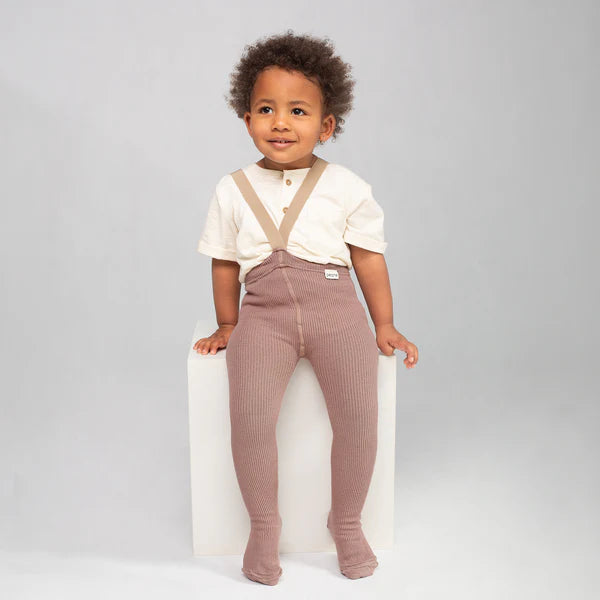 Rósbleikar / Bleikar / sokkabuxur með böndum - handsaumaðar - mjúk barnaföt - leikskólaföt - LaríLei - Larí Lei - Peqne