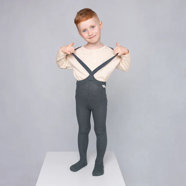 Perlugráar / gráar / sokkabuxur með böndum - handsaumaðar - mjúk barnaföt - leikskólaföt - LaríLei - Larí Lei - Peqne