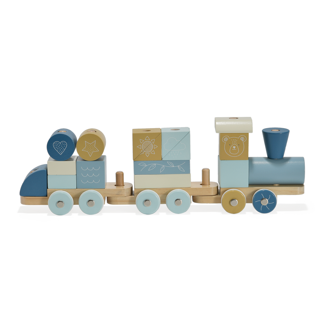 Block Train Blue Wooden Train Wooden Toys LariLei