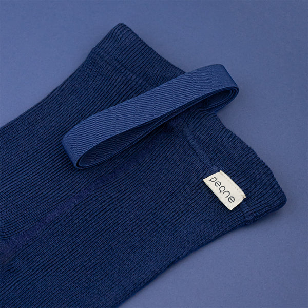 bláar / navy bláar / dökkbláar legging með böndum - handsaumaðar - mjúk barnaföt - leikskólaföt - LaríLei - Larí Lei - Peqne